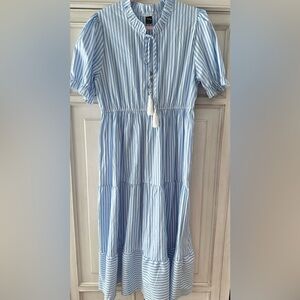 NEW never worn SZ XL Leasty Striped Blue and White Midi Dress